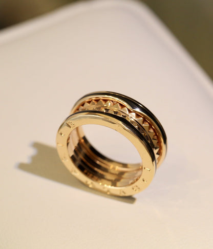[Olivia Jewelry]ZERO 1 PINK GOLD BLACK CERAMIC RING