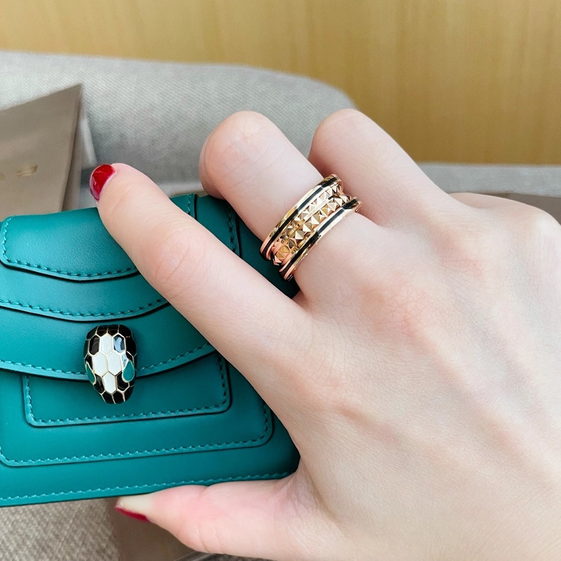 [OLIVIA]ZERO 1 PINK GOLD BLACK CERAMIC RING