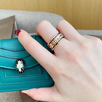 [Olivia Jewelry]ZERO 1 PINK GOLD BLACK CERAMIC RING