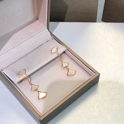 [OLIVIA]DREAM EARRINGS 3 MOTIFS DIAMOND MOP PINK GOLD