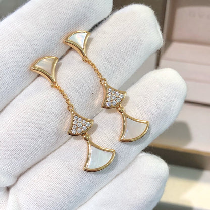 [OLIVIA]DREAM EARRINGS 3 MOTIFS DIAMOND MOP PINK GOLD