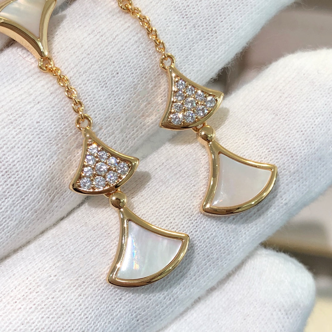 [OLIVIA]DREAM EARRINGS 3 MOTIFS DIAMOND MOP PINK GOLD