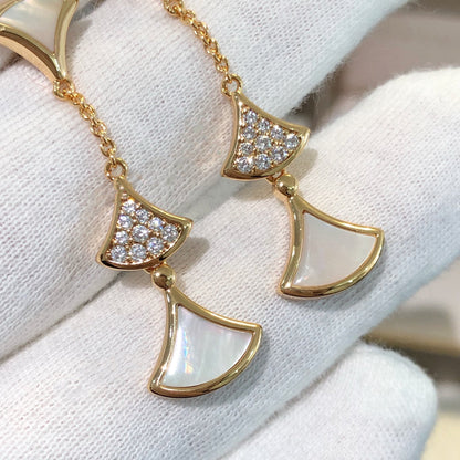 [OLIVIA]DREAM EARRINGS 3 MOTIFS DIAMOND MOP PINK GOLD