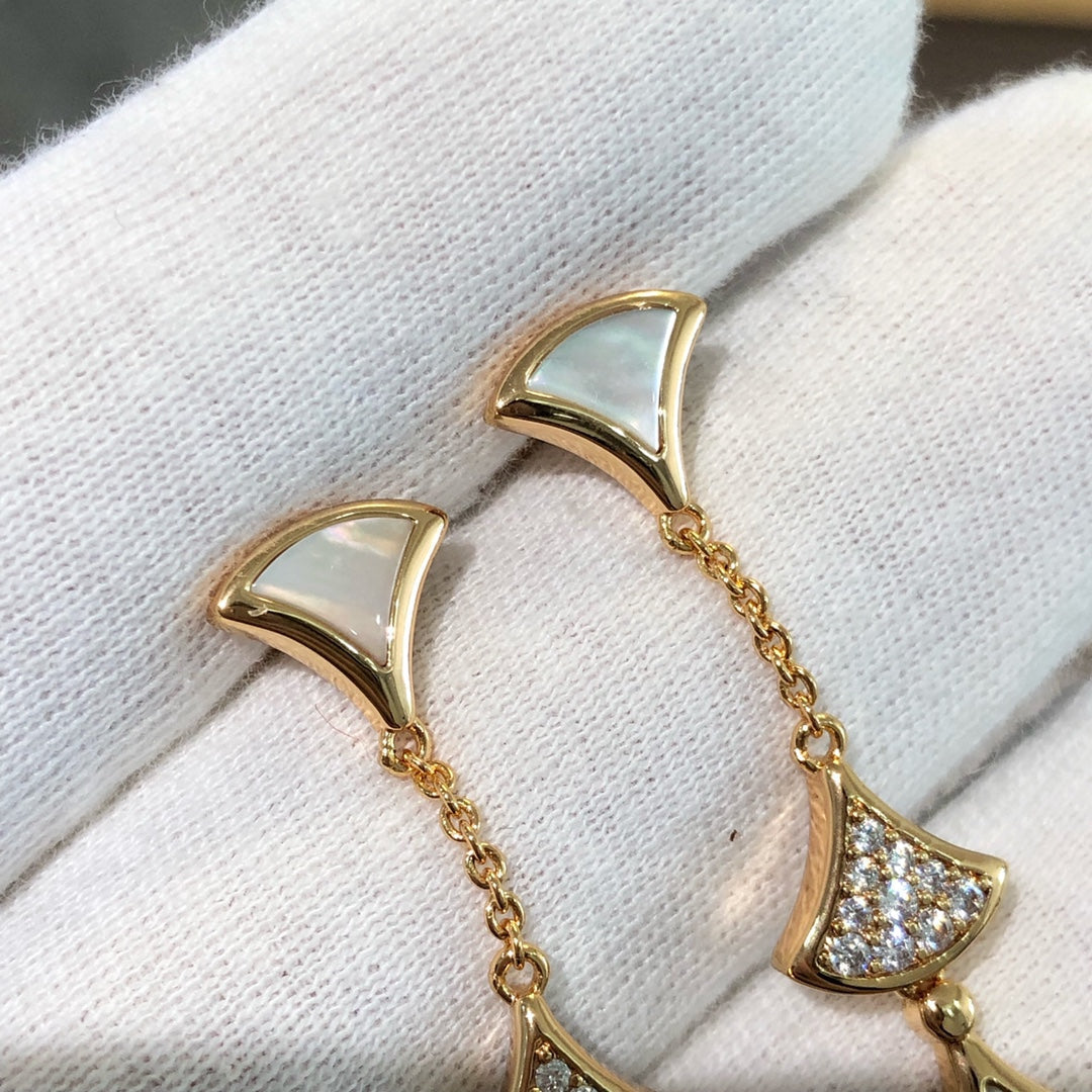 [OLIVIA]DREAM EARRINGS 3 MOTIFS DIAMOND MOP PINK GOLD