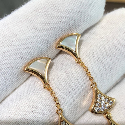 [OLIVIA]DREAM EARRINGS 3 MOTIFS DIAMOND MOP PINK GOLD