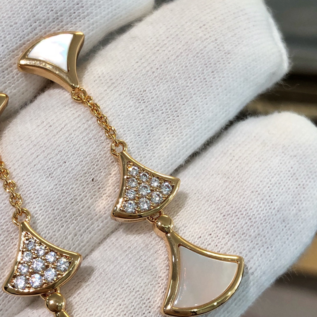 [OLIVIA]DREAM EARRINGS 3 MOTIFS DIAMOND MOP PINK GOLD