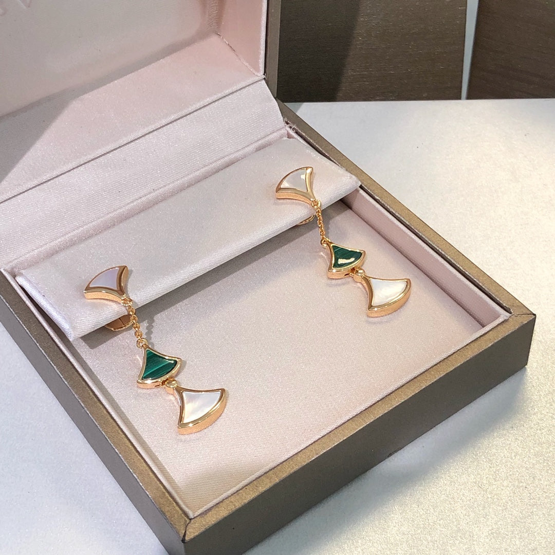 [OLIVIA]DREAM EARRINGS 3 MOTIFS MALACHITE MOP PINK GOLD
