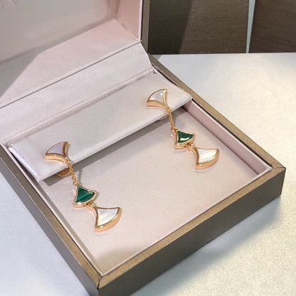 [OLIVIA]DREAM EARRINGS 3 MOTIFS MALACHITE MOP PINK GOLD