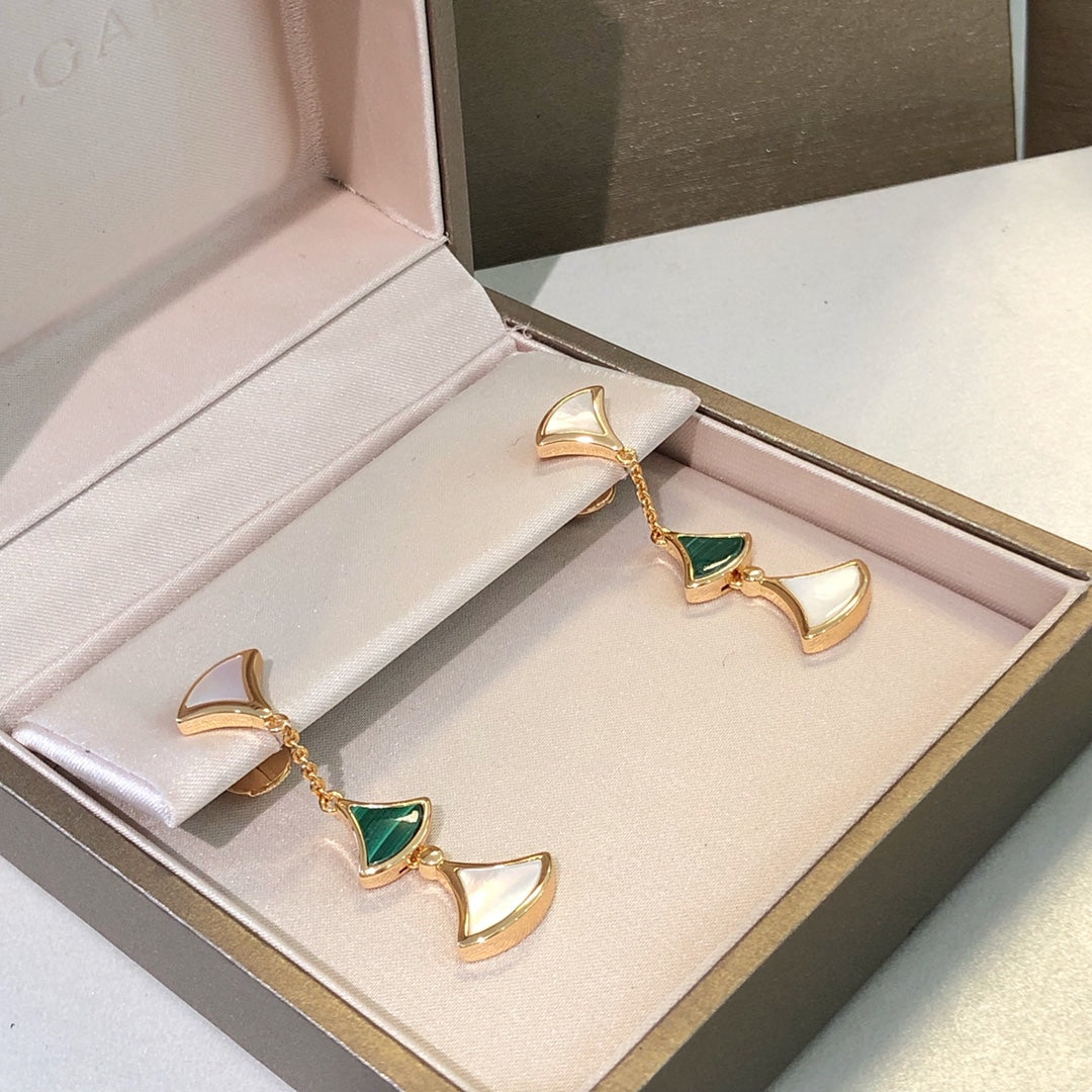 [OLIVIA]DREAM EARRINGS 3 MOTIFS MALACHITE MOP PINK GOLD