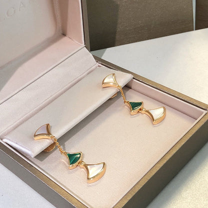 [OLIVIA]DREAM EARRINGS 3 MOTIFS MALACHITE MOP PINK GOLD