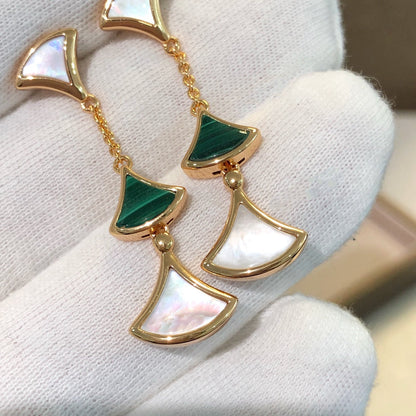 [OLIVIA]DREAM EARRINGS 3 MOTIFS MALACHITE MOP PINK GOLD