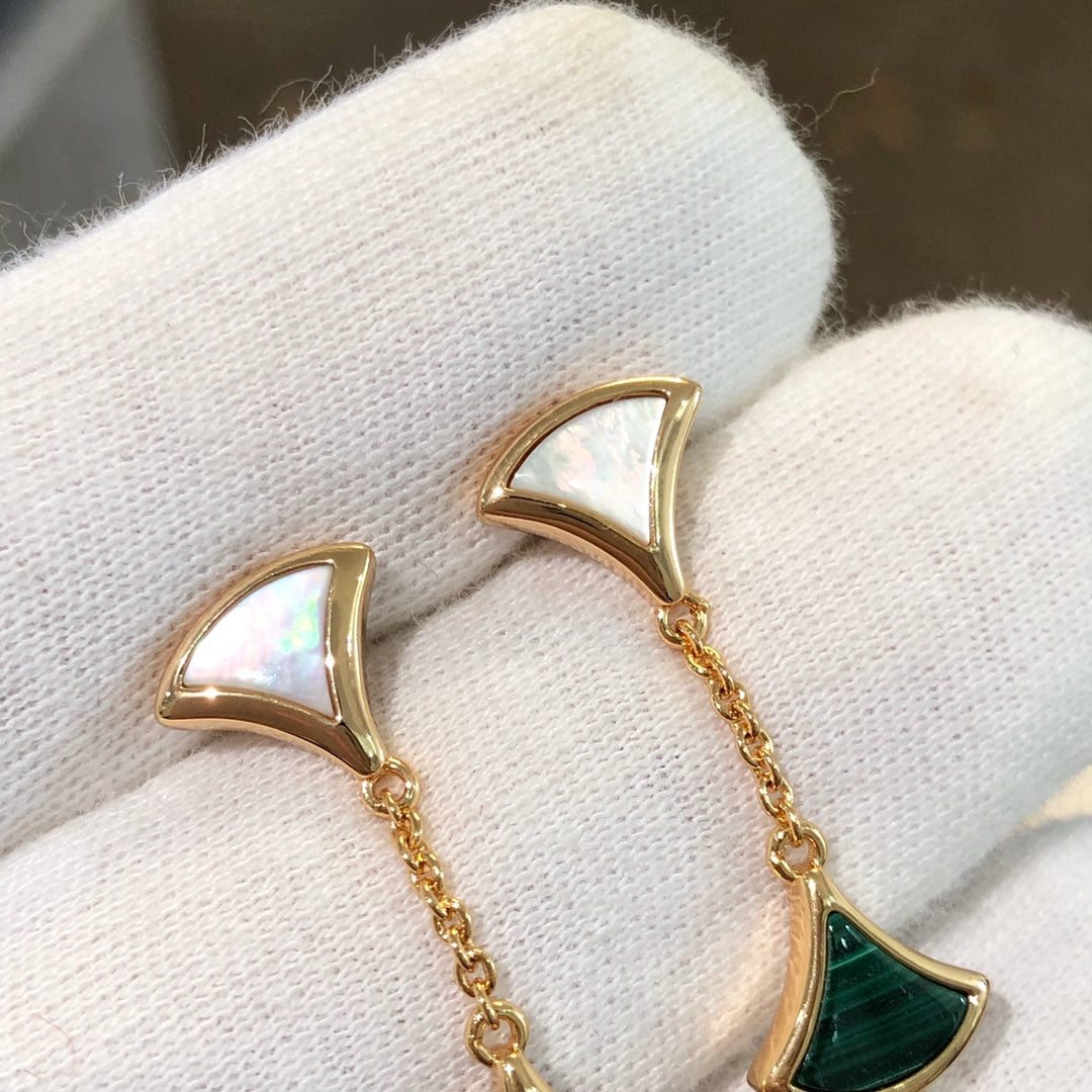 [OLIVIA]DREAM EARRINGS 3 MOTIFS MALACHITE MOP PINK GOLD