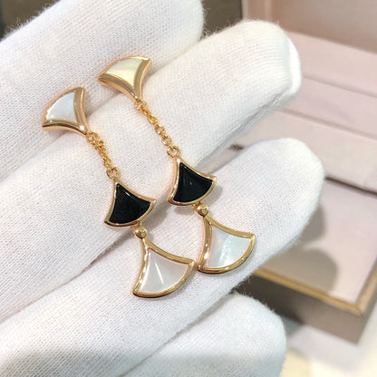 [OLIVIA]DREAM EARRINGS 3 MOTIFS ONYX MOP PINK GOLD