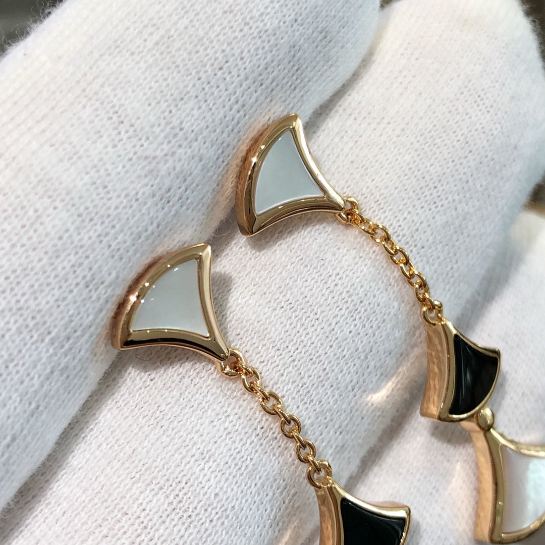 [OLIVIA]DREAM EARRINGS 3 MOTIFS ONYX MOP PINK GOLD