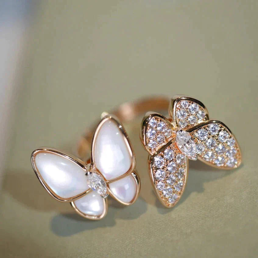 [Olivia Jewelry]TWIN BUTTERFLY DIAMOND MOP RING