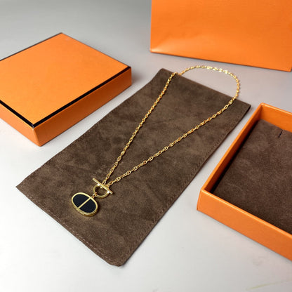 [Olivia Jewelry]CHAINE VERSO BLACK CERAMIC NECKLACE