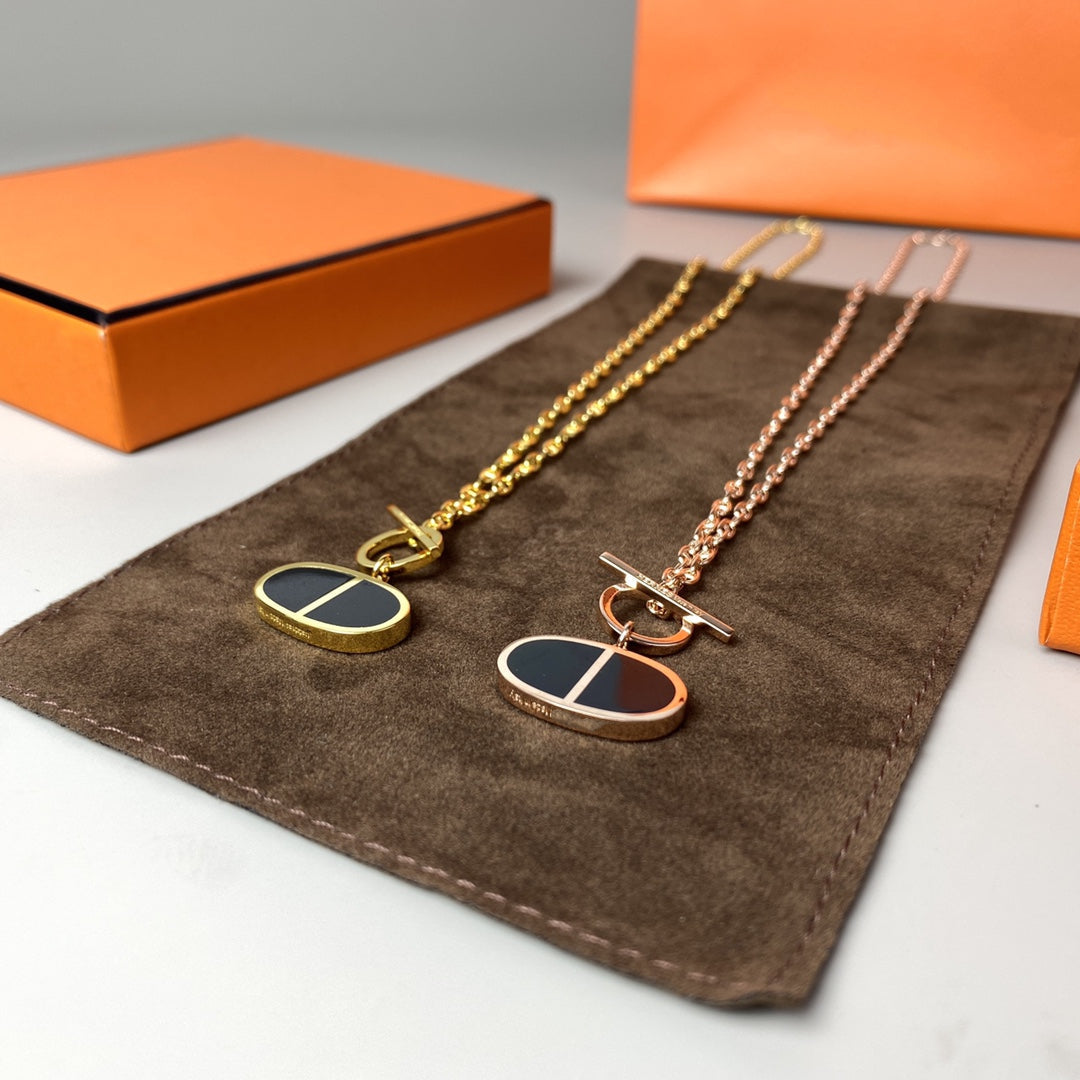 [Olivia Jewelry]CHAINE VERSO BLACK CERAMIC NECKLACE