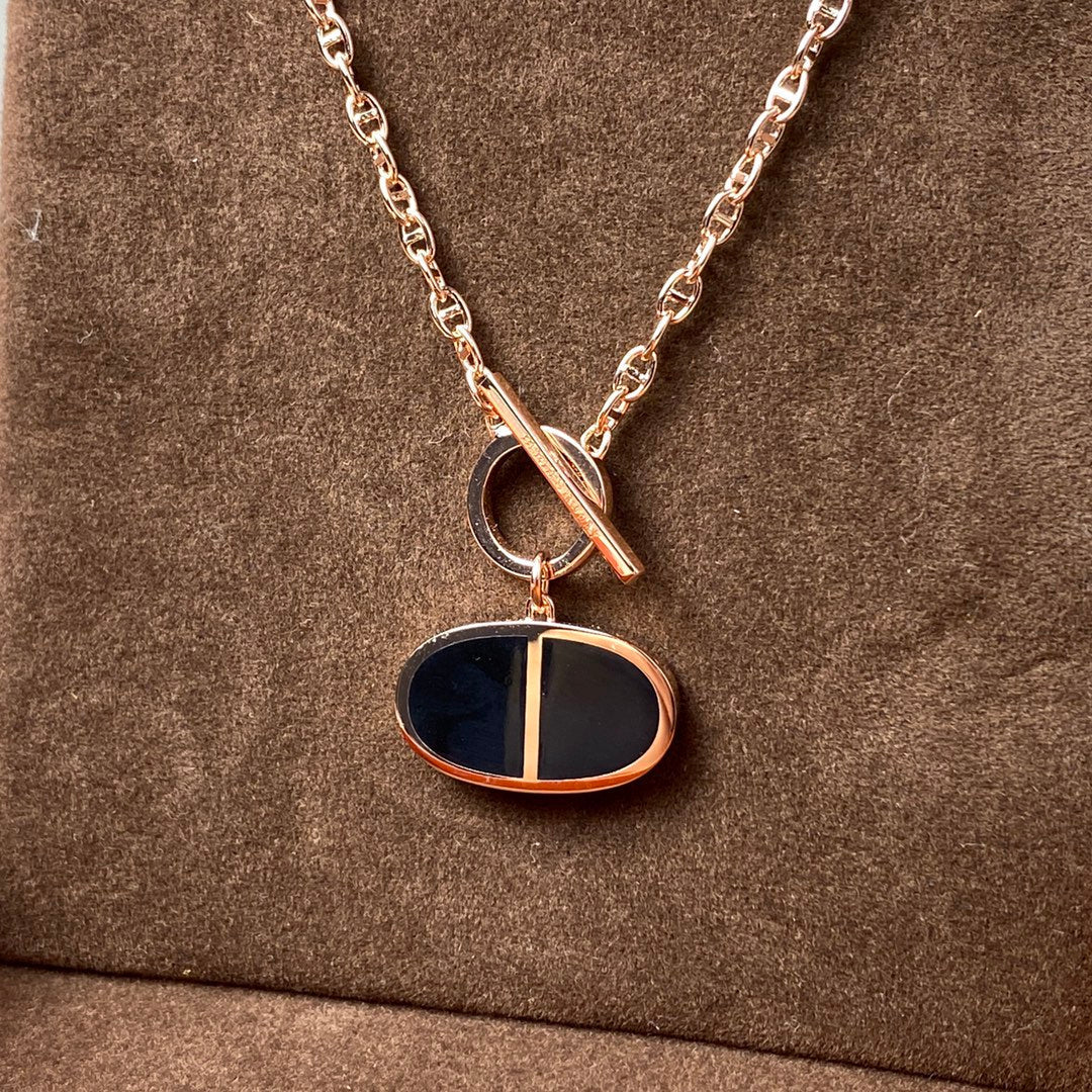[Olivia Jewelry]CHAINE VERSO BLACK CERAMIC NECKLACE