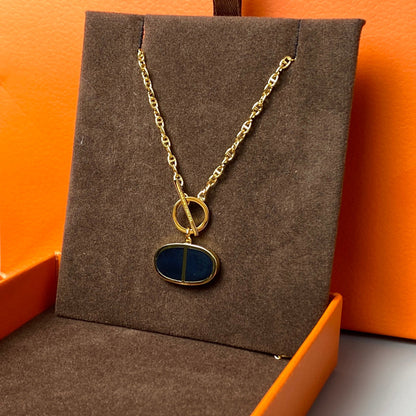 [Olivia Jewelry]CHAINE VERSO BLACK CERAMIC NECKLACE