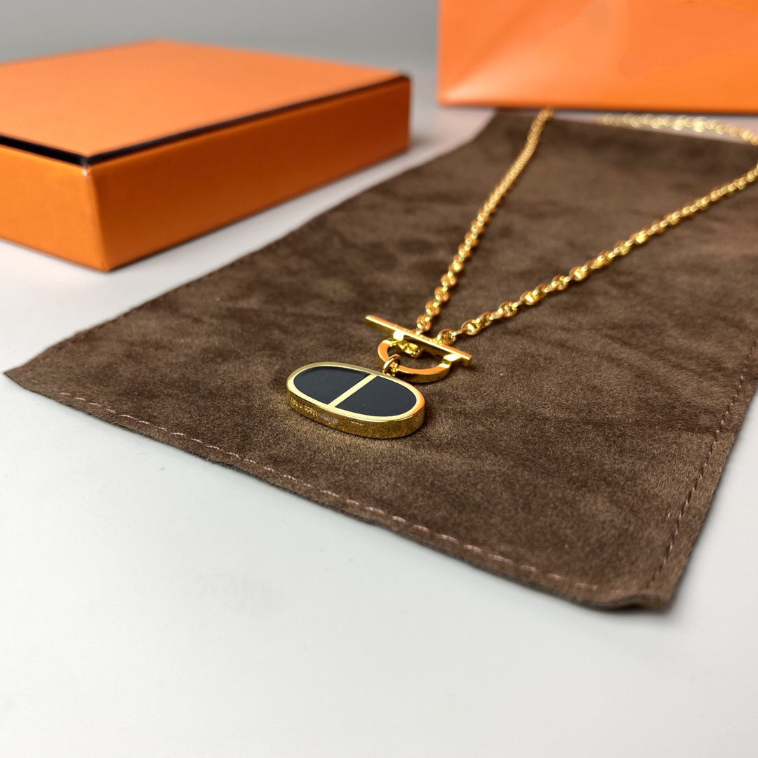[Olivia Jewelry]CHAINE VERSO BLACK CERAMIC NECKLACE