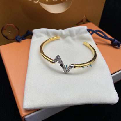 [Olivia Jewelry]VOLTE UPSITE DOWN DIAMOND GOLD OPEN BRACELET