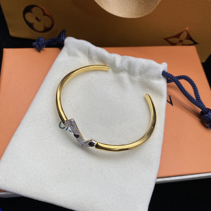 [Olivia Jewelry]VOLTE UPSITE DOWN DIAMOND GOLD OPEN BRACELET