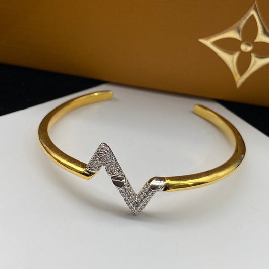 [Olivia Jewelry]VOLTE UPSITE DOWN DIAMOND GOLD OPEN BRACELET