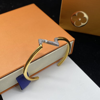 [Olivia Jewelry]VOLTE UPSITE DOWN DIAMOND GOLD OPEN BRACELET