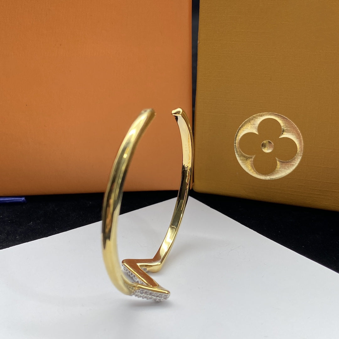 [Olivia Jewelry]VOLTE UPSITE DOWN DIAMOND GOLD OPEN BRACELET