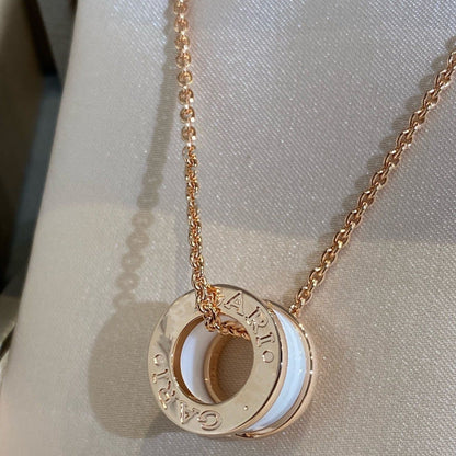[AURORA]ZERO 1 WHITE CERAMIC PINK GOLD NECKLACE