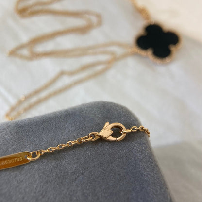 [Olivia Jewelry]CLOVER 25MM NECKLACE GOLD ONYX