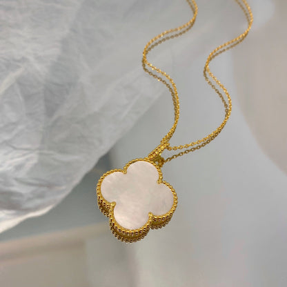 [Olivia Jewelry]CLOVER 25MM MOP LARGE PENDANT NECKLACE