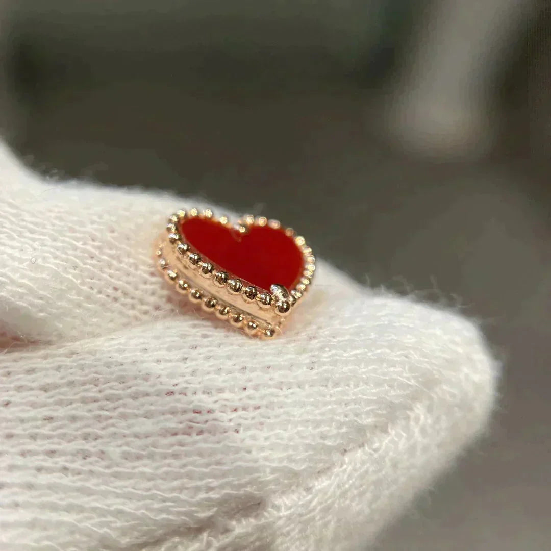 [Olivia Jewelry]HEART CARNELIAN STUD EARRINGS