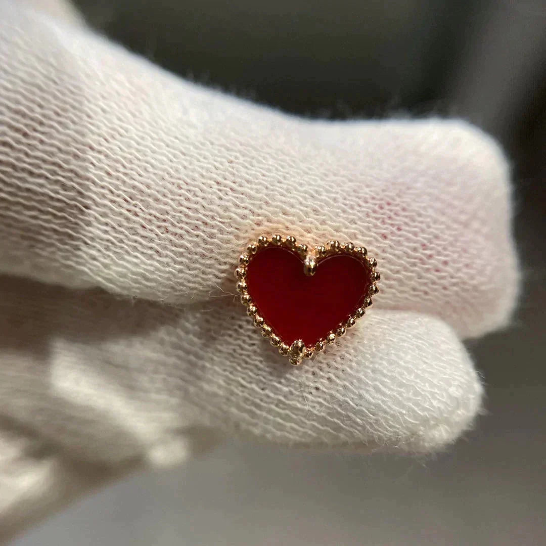 [Olivia Jewelry]HEART CARNELIAN STUD EARRINGS