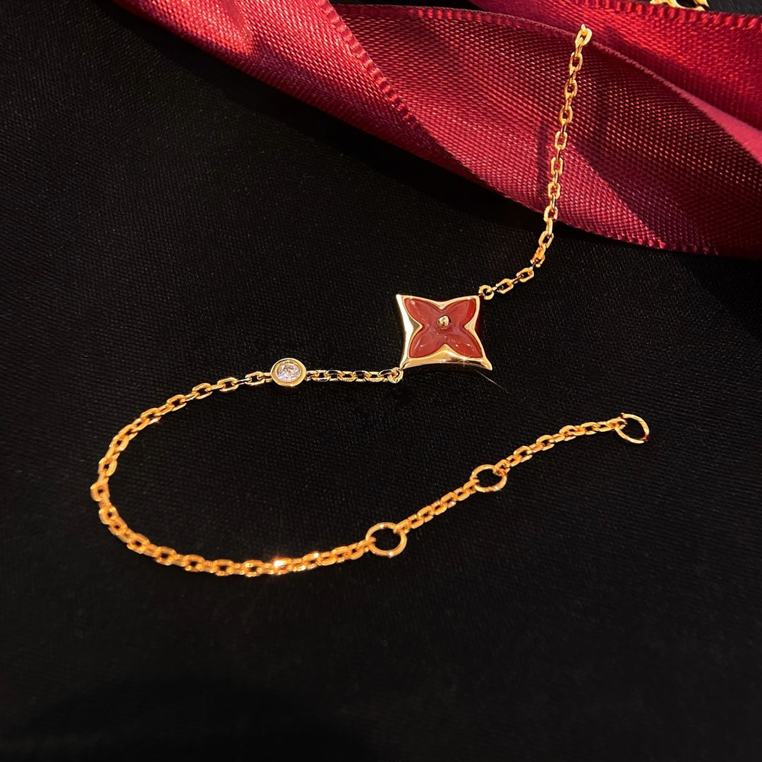 [Olivia Jewelry]COLOR STAR CARNELIAN PINK GOLD DIAMOND BRACELET