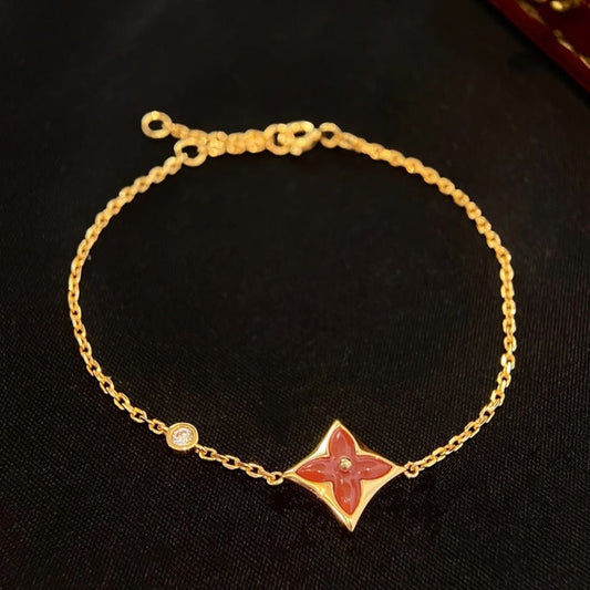 [Olivia Jewelry]COLOR STAR CARNELIAN PINK GOLD DIAMOND BRACELET