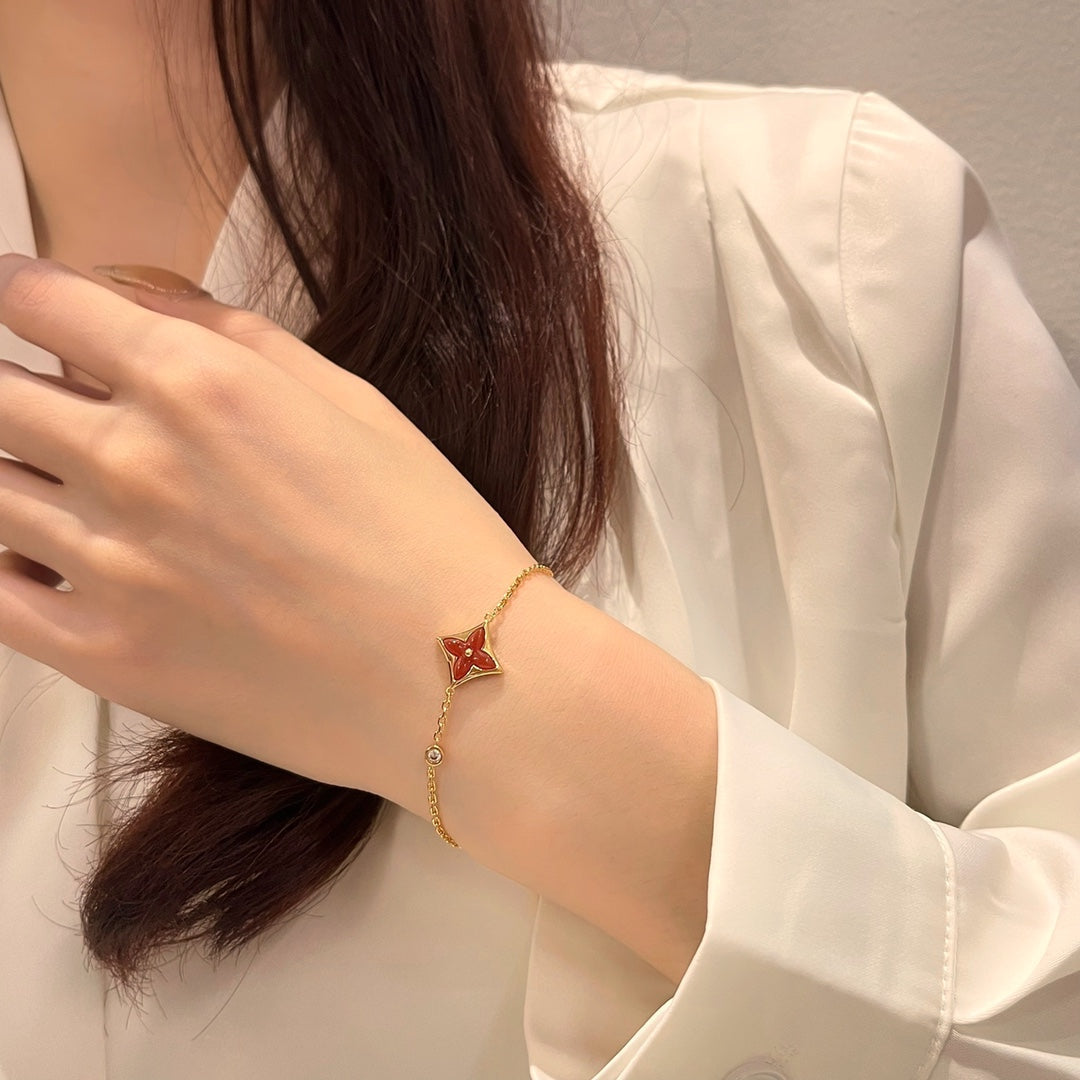 [Olivia Jewelry]COLOR STAR CARNELIAN PINK GOLD DIAMOND BRACELET