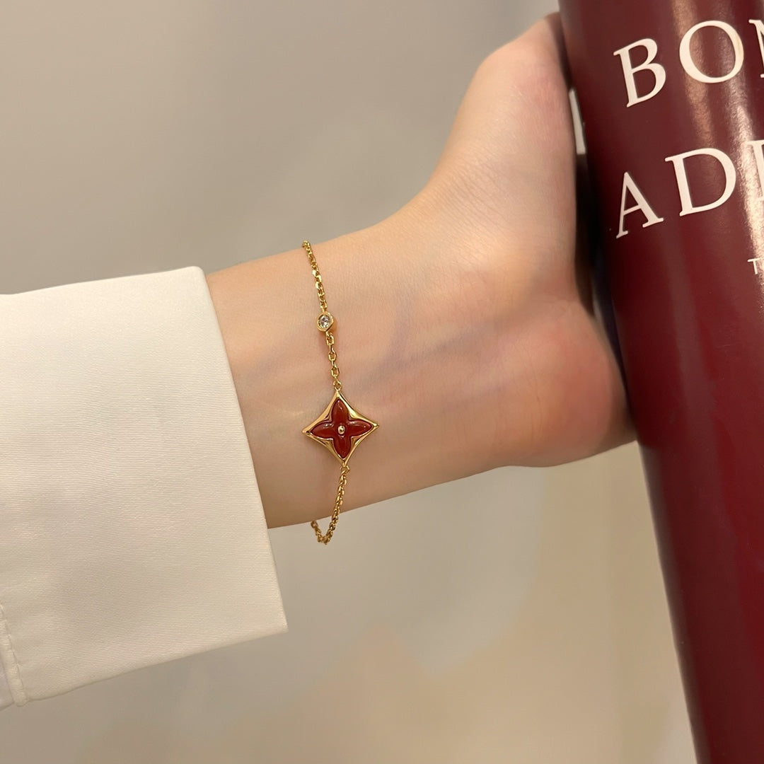[Olivia Jewelry]COLOR STAR CARNELIAN PINK GOLD DIAMOND BRACELET