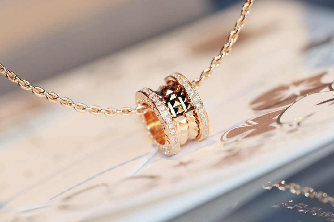 [OLIVIA]ZERO 1 ROCK PEDANT PINK GOLD NECKLACE