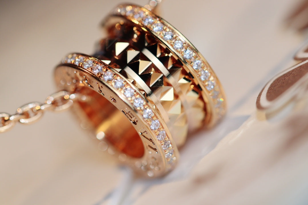 [OLIVIA]ZERO 1 ROCK PEDANT PINK GOLD NECKLACE