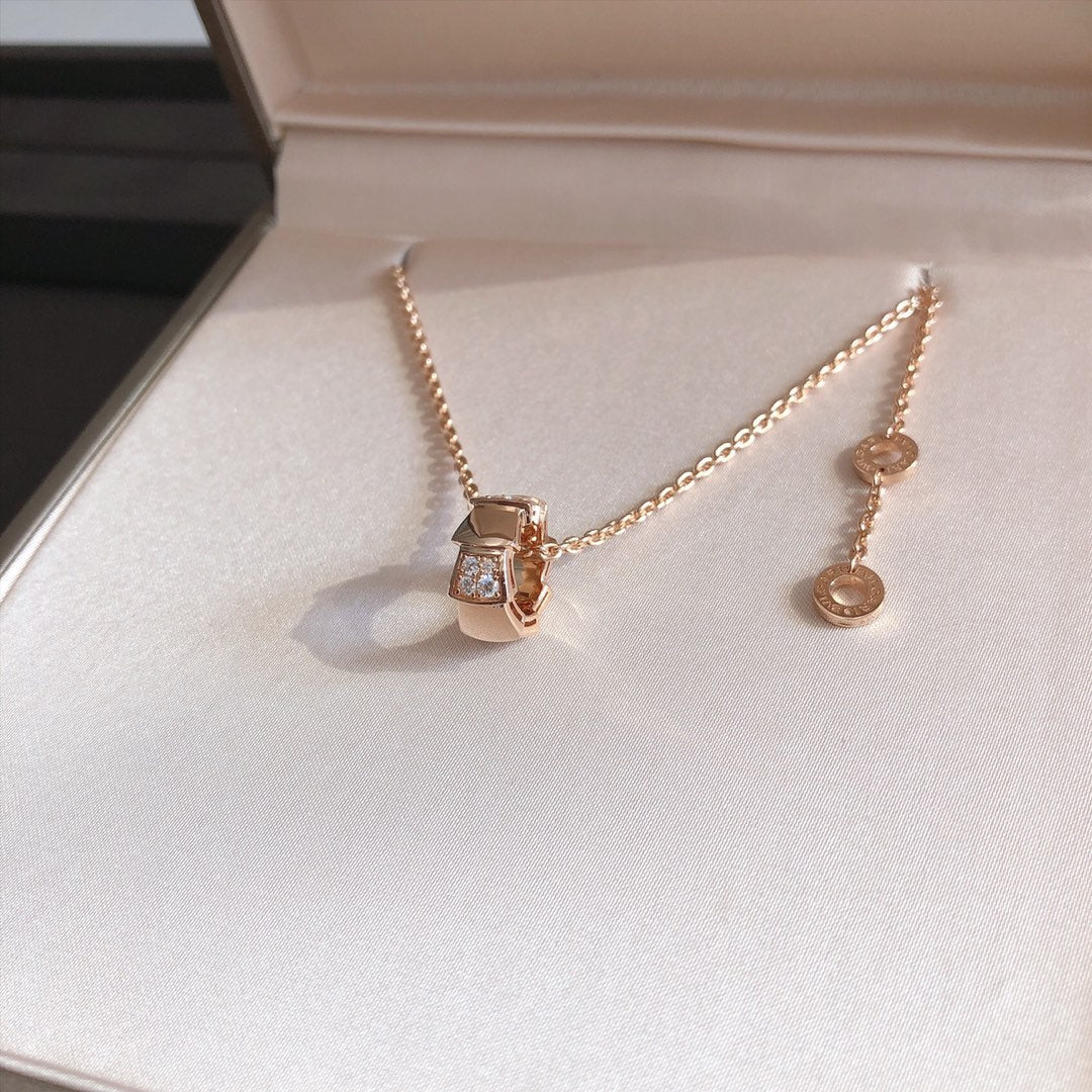 [OLIVIA]SERPENTI PEDANT DIAMOND PINK GOLD NECKLACE
