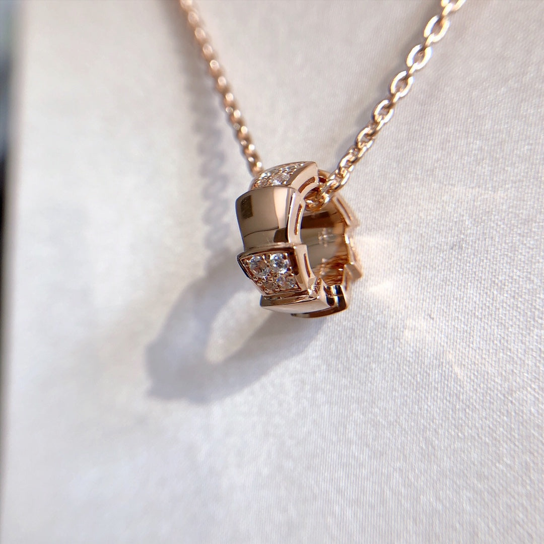 [OLIVIA]SERPENTI PEDANT DIAMOND PINK GOLD NECKLACE