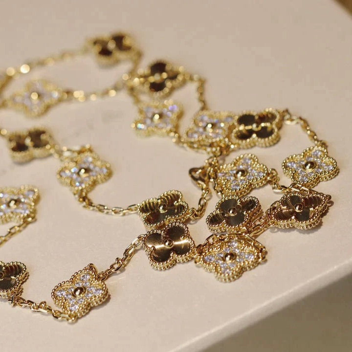 [Olivia Jewelry]CLOVER 20 MOTIFS LASER DIAMOND NECKLACE