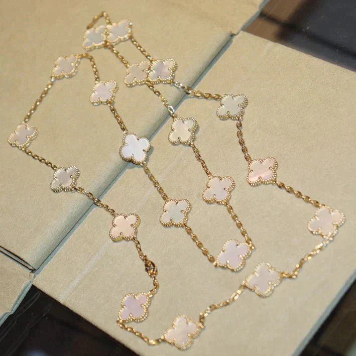 [Olivia Jewelry]CLOVER 20 MOTIFS WHITE MOP NECKLACE