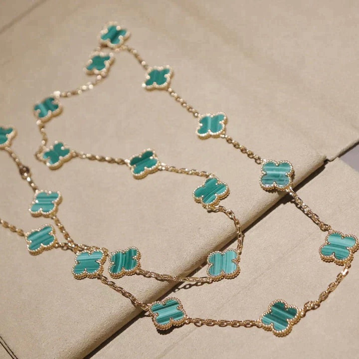 [Olivia Jewelry]CLOVER 20 MOTIFS MALACHITE GOLD