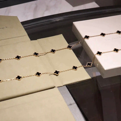 [Olivia Jewelry]CLOVER 20 MOTIFS ONYX NECKLACE
