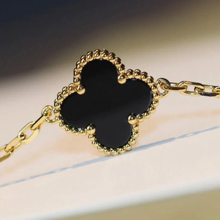 [Olivia Jewelry]CLOVER 20 MOTIFS ONYX NECKLACE
