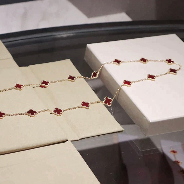 [Olivia Jewelry]CLOVER 20 MOTIFS CARNELIAN NECKLACE