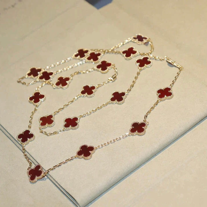 [Olivia Jewelry]CLOVER 20 MOTIFS CARNELIAN NECKLACE