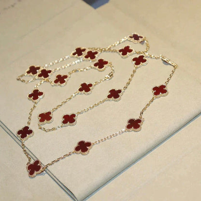 [Olivia Jewelry]CLOVER 20 MOTIFS CARNELIAN NECKLACE